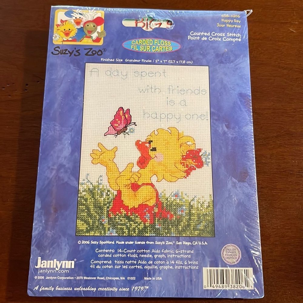 Janlynn Suzys Zoo Happy Day Counted Cross Stitch Kit New Unopened Duck B…